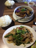 Wild boar with basil + eggplant with basil, the perfect lunch!